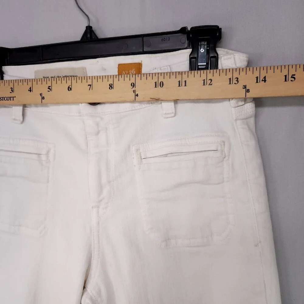 Pilcro Anthropologie Superscript Flared Jeans Women's Size 26 White 23" Inseam - Picture 7 of 15